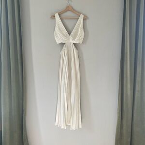 Abercrombie & Fitch Cream Pleated Midi Dress
